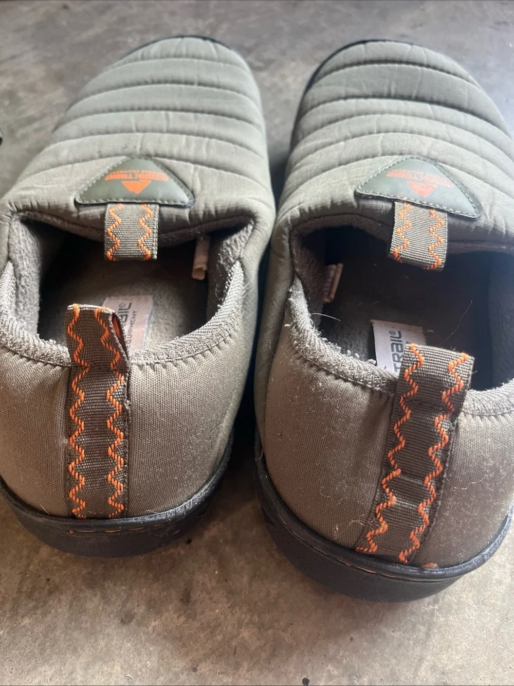 Ozark Trail Quilted Slip-On Loafers in Olive with Orange Accent
